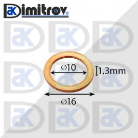 Дифтунга Ø 10 х Ø 16 х 1,3 mm медна